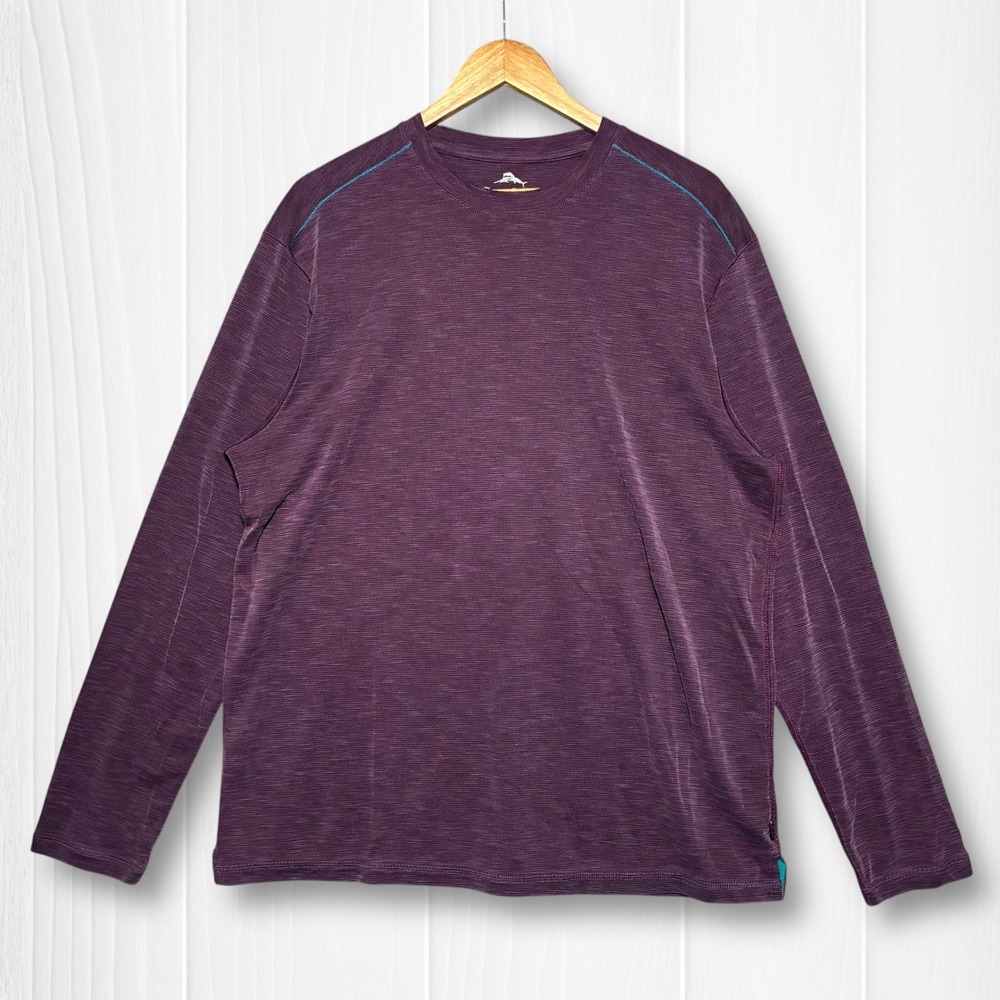 EUC Tommy Bahama Tencel Blend Textured Long Sleeve‎ Shirt Mens Large Purple